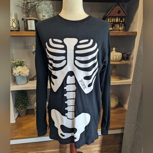 PINK Skeleton Long Sleeve Black Halloween T-shirt Size XS Rare Deadstock